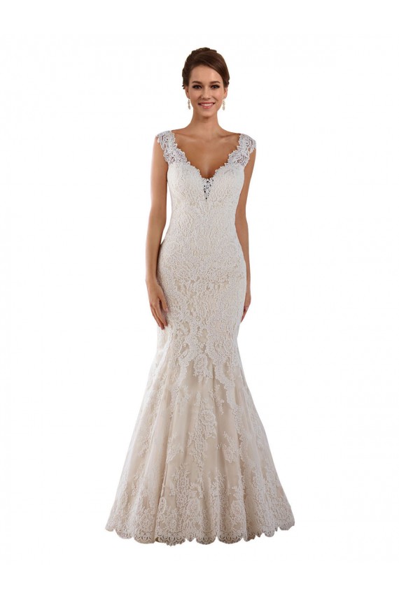 V-Neck Mermaid Vintage Lace Wedding Dress
