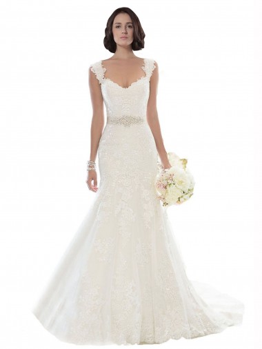 Off the Shoulder Mermaid Lace Beach Wedding Dress with Beaded Belt
