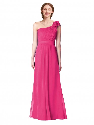 Full Length One Shoulder Chiffon Bridesmaid Dress