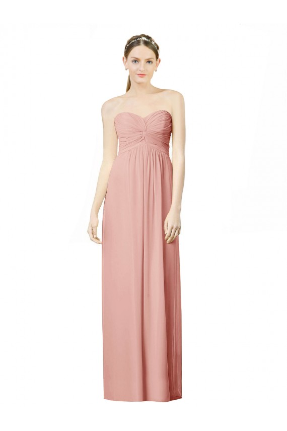 Long Chiffon Sweetheart Bridesmaid Dress with Twist Bodice
