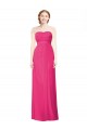 Full Length Strapless Long Chiffon Dress with Waistband