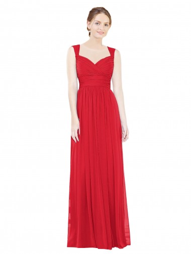 Full-Length Long Chiffon Bridesmaid Dress with Side Front Slit