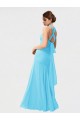 Long Halter Chiffon Bridesmaid Dress with Dropped Waist