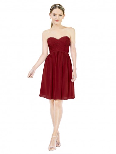 Short Sweetheart Knee Length Chiffon Cocktail Bridesmaid Dress with Open Back