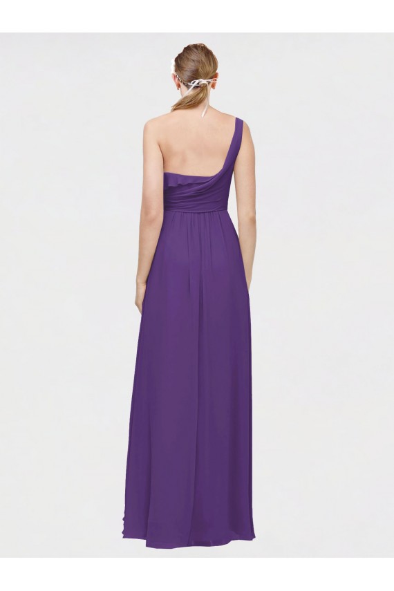 One Shoulder High Low Chiffon Bridesmaid Dress with Wrap Waist
