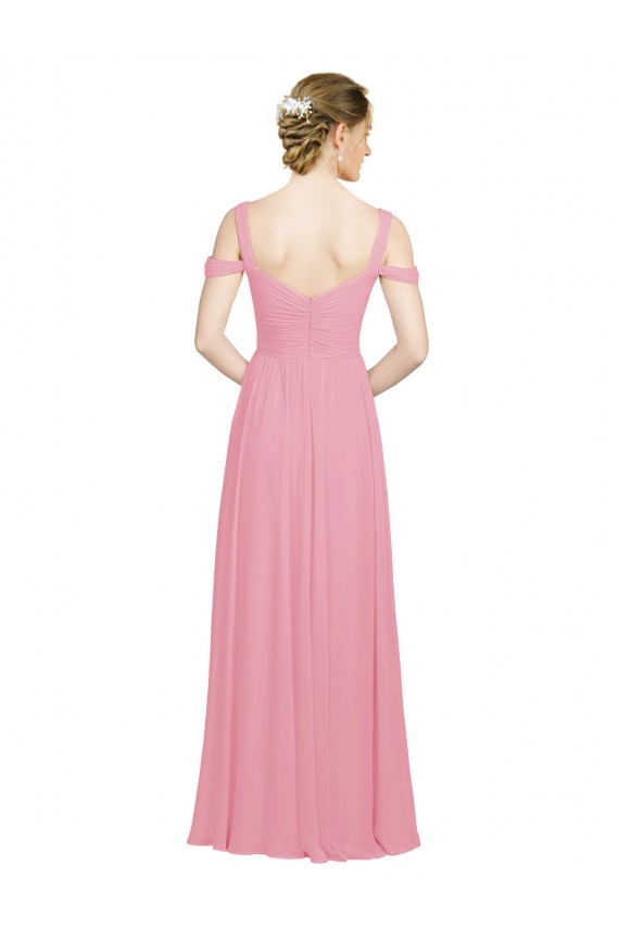 Sweetheart Long Chiffon Bridesmaid Dress with Off the Shoulder Straps