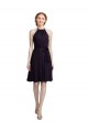 Short Knee Length High Neck Chiffon Bridesmaids Dress
