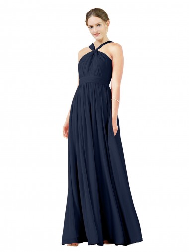 High V-Neck Floor Length Chiffon Bridesmaid Dress