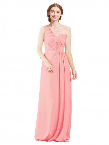 One Shoulder Sweetheart Neckline Long Chiffon Bridesmaid Dress
