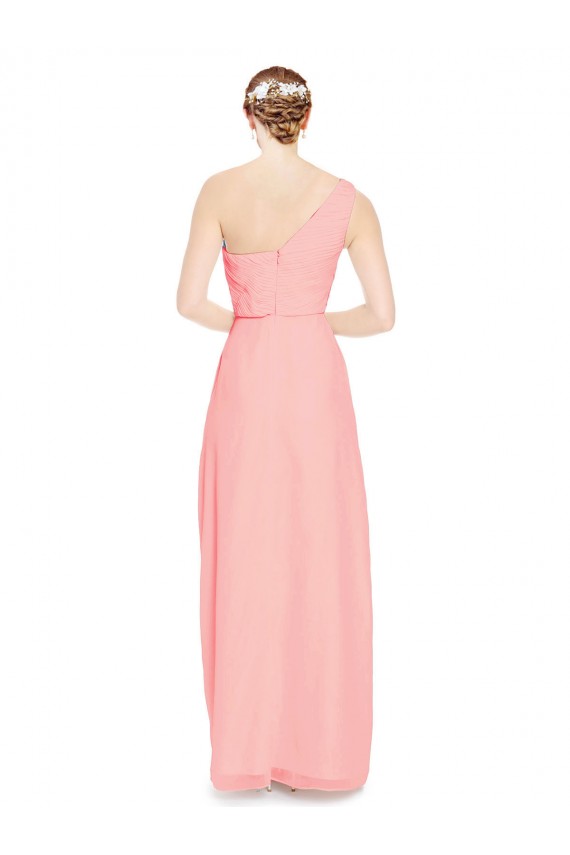 One Shoulder Sweetheart Neckline Long Chiffon Bridesmaid Dress