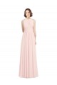 Sleeveless Chiffon High Neck Bridesmaid Dress with Diagonal Pleats