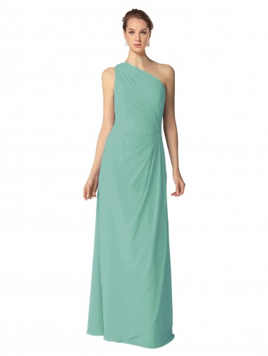 Long Chiffon One Shoulder Full Length Bridesmaid Dress