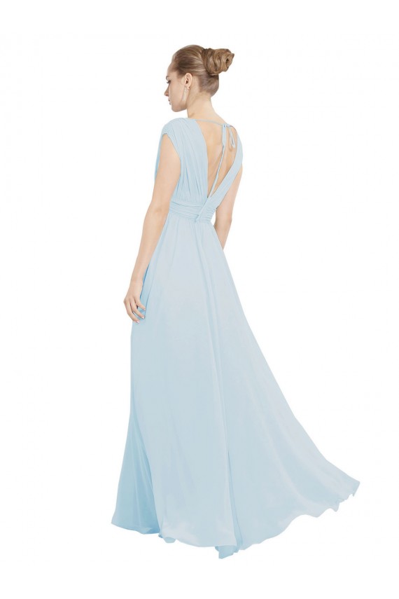 Chiffon Bridsmaids Dress with V-Neckline and Tie V Back