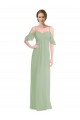 Long Chiffon Off-The-Shoulder Bridesmaid Dress with Double Flounce Sleeves