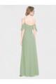 Long Chiffon Off-The-Shoulder Bridesmaid Dress with Double Flounce Sleeves