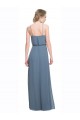 Long Chiffon Spaghetti Strap Bridesmaid Dress with Blouson Top