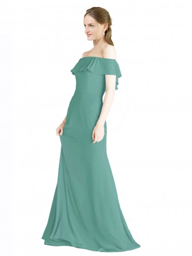 Off the Shoulder Bohemian Chiffon Bridesmaid Dress