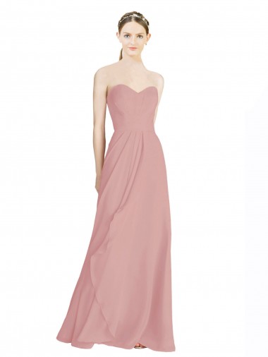 Daped A-Line Chiffon Bridesmaid Dress with Pleated Sweetheart Bodice