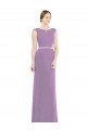 Long Chiffon Bridesmaid Dress with Boat Neckline and Keyhole