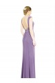 Long Chiffon Bridesmaid Dress with Boat Neckline and Keyhole