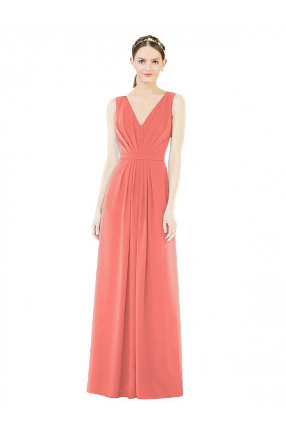 V-Neck V-Back Sleeveless Chiffon Bridesmaid Dress