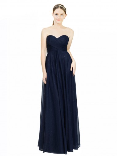 Strapless Sweetheart Long Chiffon Bridesmaid Dress Low Back