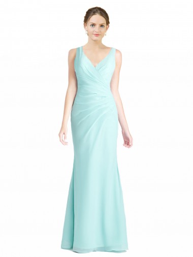 Ruched Bodice Sweetheart Chiffon Bridesmaid Dress with Lace Back