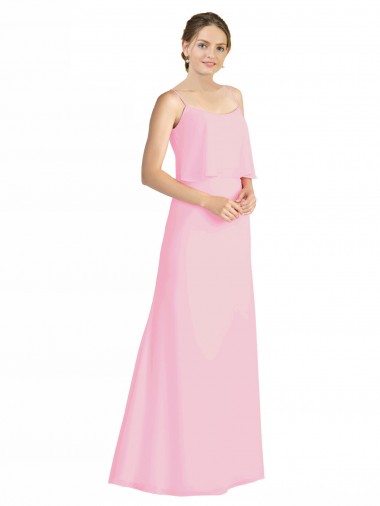 Spaghetti Straps A-Line Chiffon Bridesmaid Dress Low Back