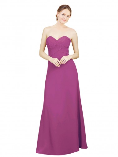 Sweetheart Neckline Pleated Chiffon Bridesmaid Dress with Low Back
