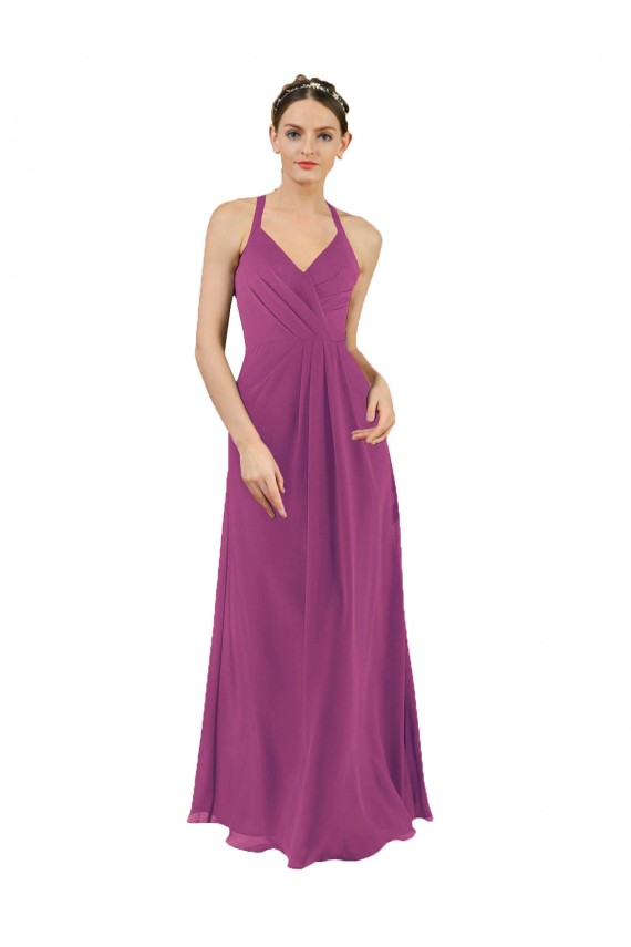 Sassy Chiffon Bridesmaid Dress with Halter Neckline