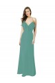 Full Length Chiffon Bridesmaid Dress with Ruffled V-Neckline