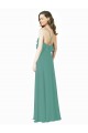 Full Length Chiffon Bridesmaid Dress with Ruffled V-Neckline