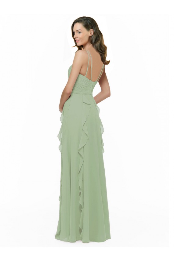 Chiffon Bridesmaid Dress with Ruffles and Draping