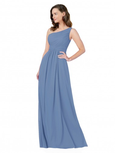 Pleated One Shoulder Chiffon Bridesmaid Dress