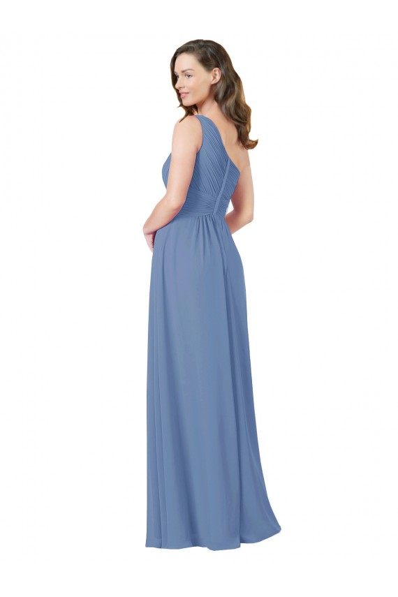 Pleated One Shoulder Chiffon Bridesmaid Dress