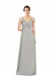 V-Neck Chiffon Bridesmaid Dress with Illusion Gathered Bodice