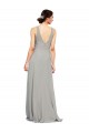 V-Neck Chiffon Bridesmaid Dress with Illusion Gathered Bodice