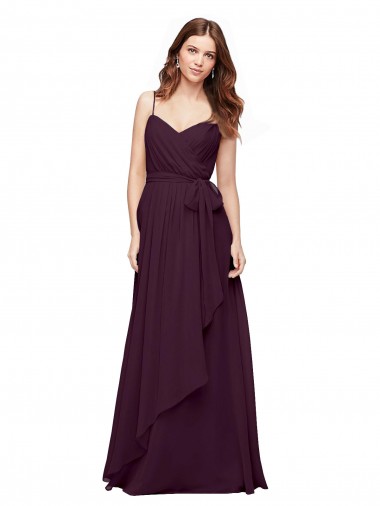 Wrapped Sweetheart Neckline Long Chiffon Bridesmaid Dress 