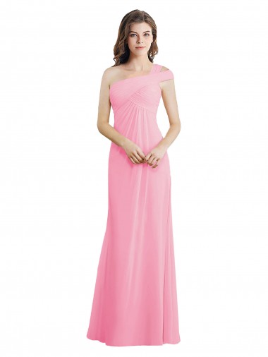Single Shoulder Chiffon Bridesmaid Dress with Draped Bodice