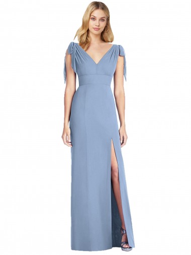 Bow-Shoulder Sleeveless Deep V-Back Mermaid Bridesmaid Dress