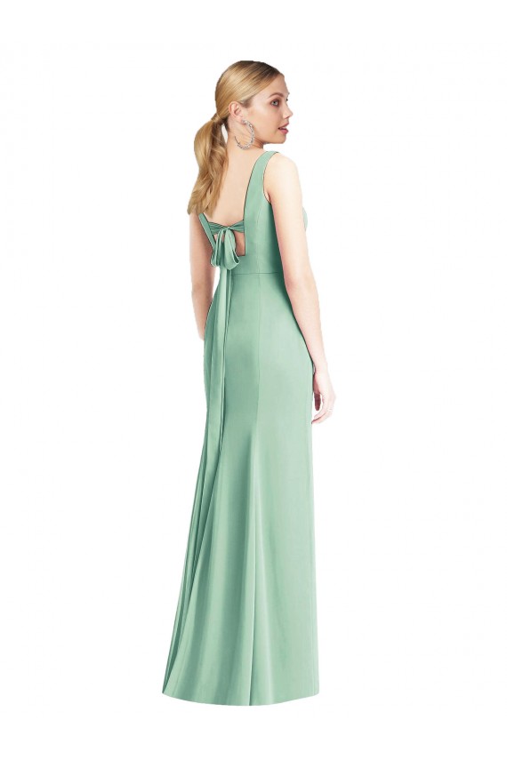 Sleeveless Tie Back Chiffon Trumpet Chiffon Bridesmaid Dress