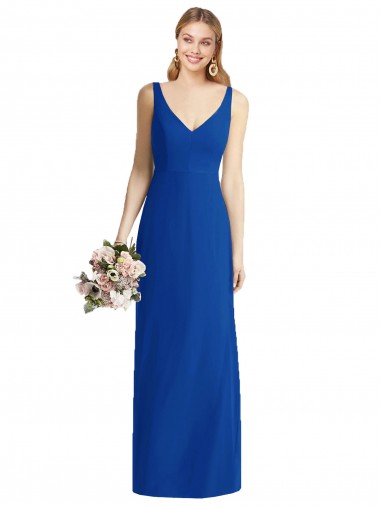 Sleeveless V-Back Long Trumpet Chiffon Bridesmaid Dress