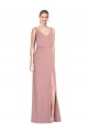 Blouson Bodice Chiffon Bridesmaid Dress with Front Slit