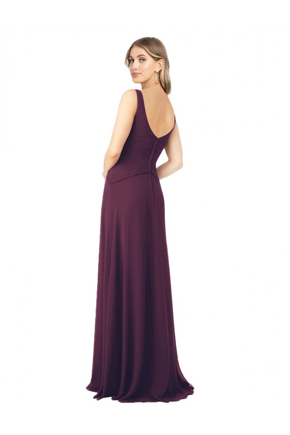 Long Chiffon Bridesmaid Dress with Front Bow