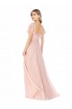 Flutter Cap Sleeves Square Neck Ruffle Chiffon Bridesmaid Dress with Pockets