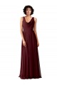 Draped Cowl Neck Long Chiffon Bridesmaid Dress with Wide Straps