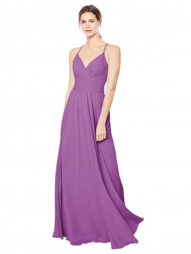 Braided Straps Cross Back Sweetheart Chiffon Bridesmaid Dress