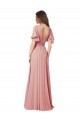 Flutter Sleeves Plunging V-Neck Boho Chiffon Bridesmaid Dress