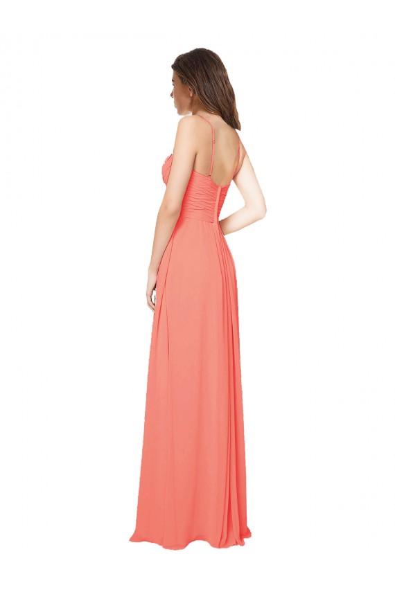 Empire Waist Spaghetti Straps Sweetheart Chiffon Bridesmaid Dress