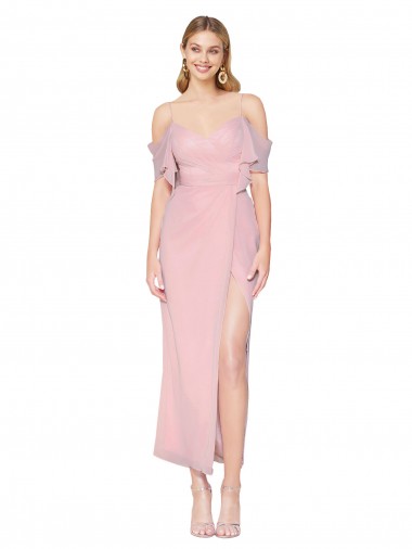 Mermaid Cold Shoulder Short Knee Length Chiffon Bridesmaid Dress / Formal Prom Dress